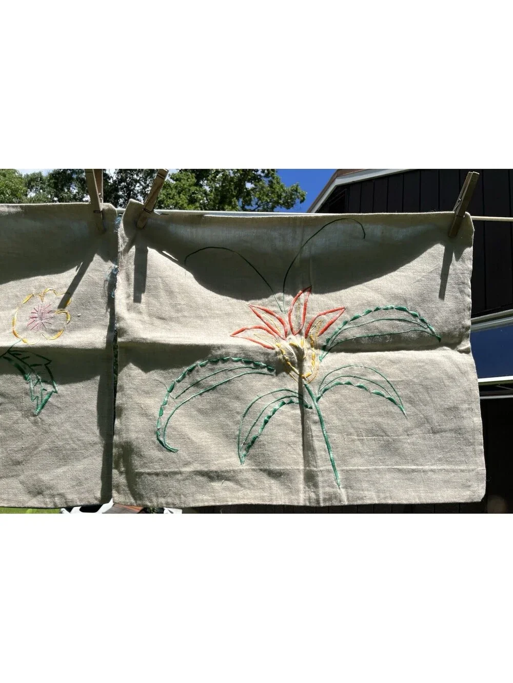 Vintage Hand Stitched Embroidered Flower 14x17” Accent Pillow Covers Lot Of 5